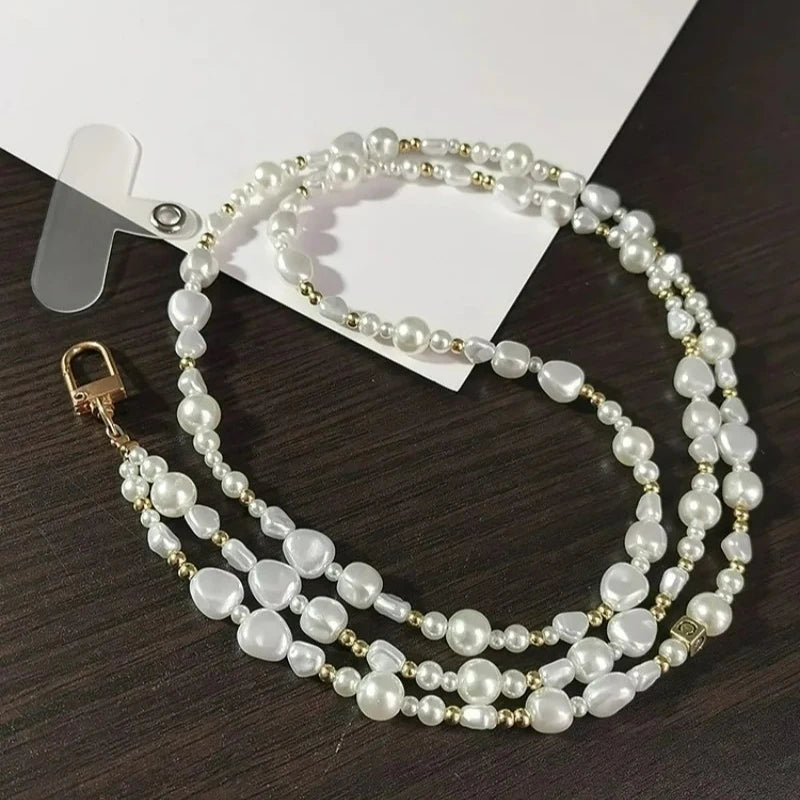 Pearl Crossbody Lanyard Women's Ins Outdoor Travel Mountain Climbing Fashion Back Chain Mobile Phone Lanyard Xiaoxiangfeng