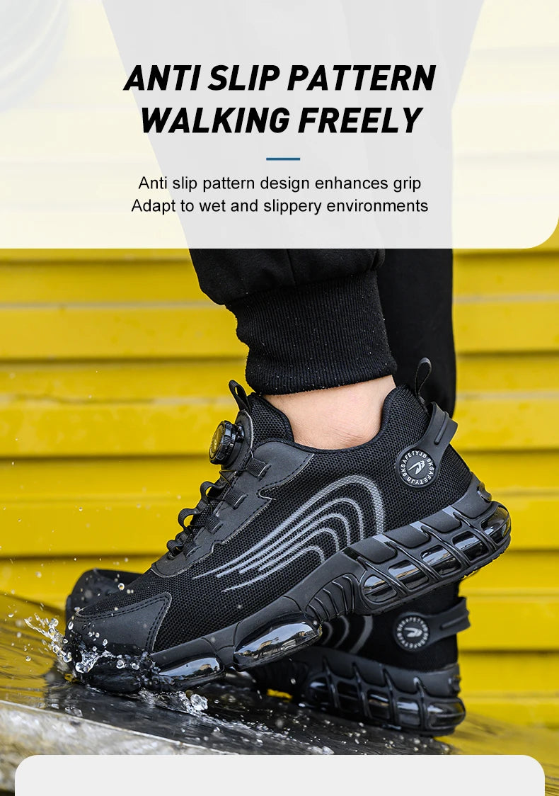 Unisex Rotating Button Safety Shoes Men For Work Sneakers Shoes Puncture-Proof Protective Women Shoes Steel Toe Work Boots