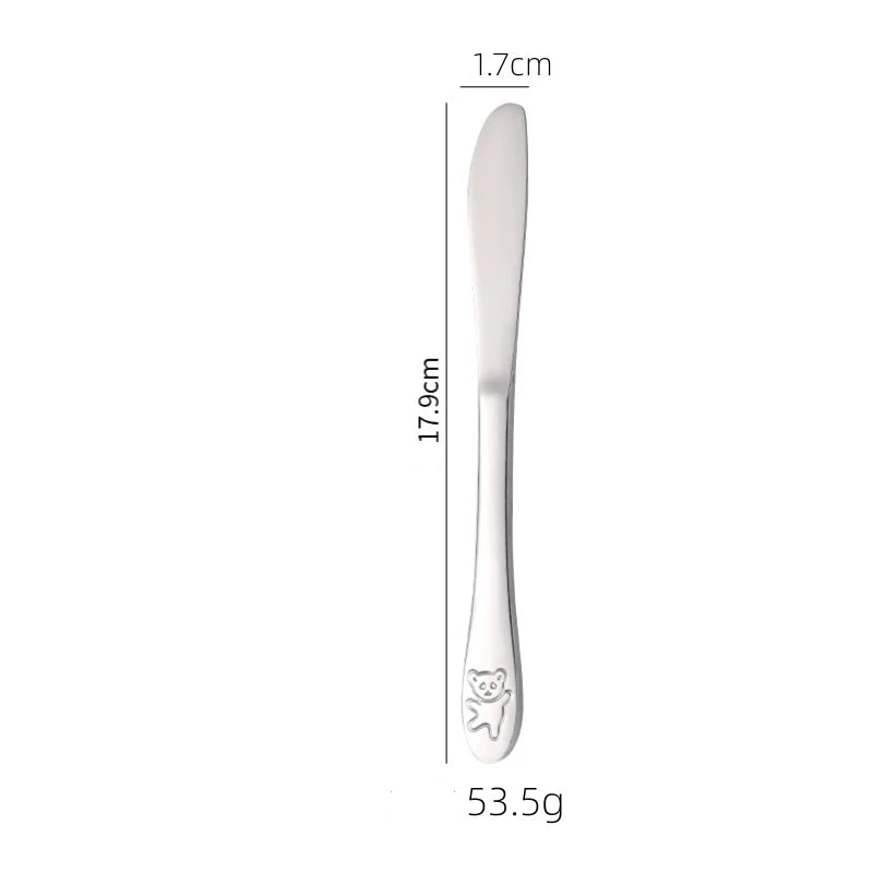 1/4pcs Baby Teaspoon Spoon Food Feeding Fork Knife Utensils Stainless Steel Kids Learning Eating Habit Children Tableware