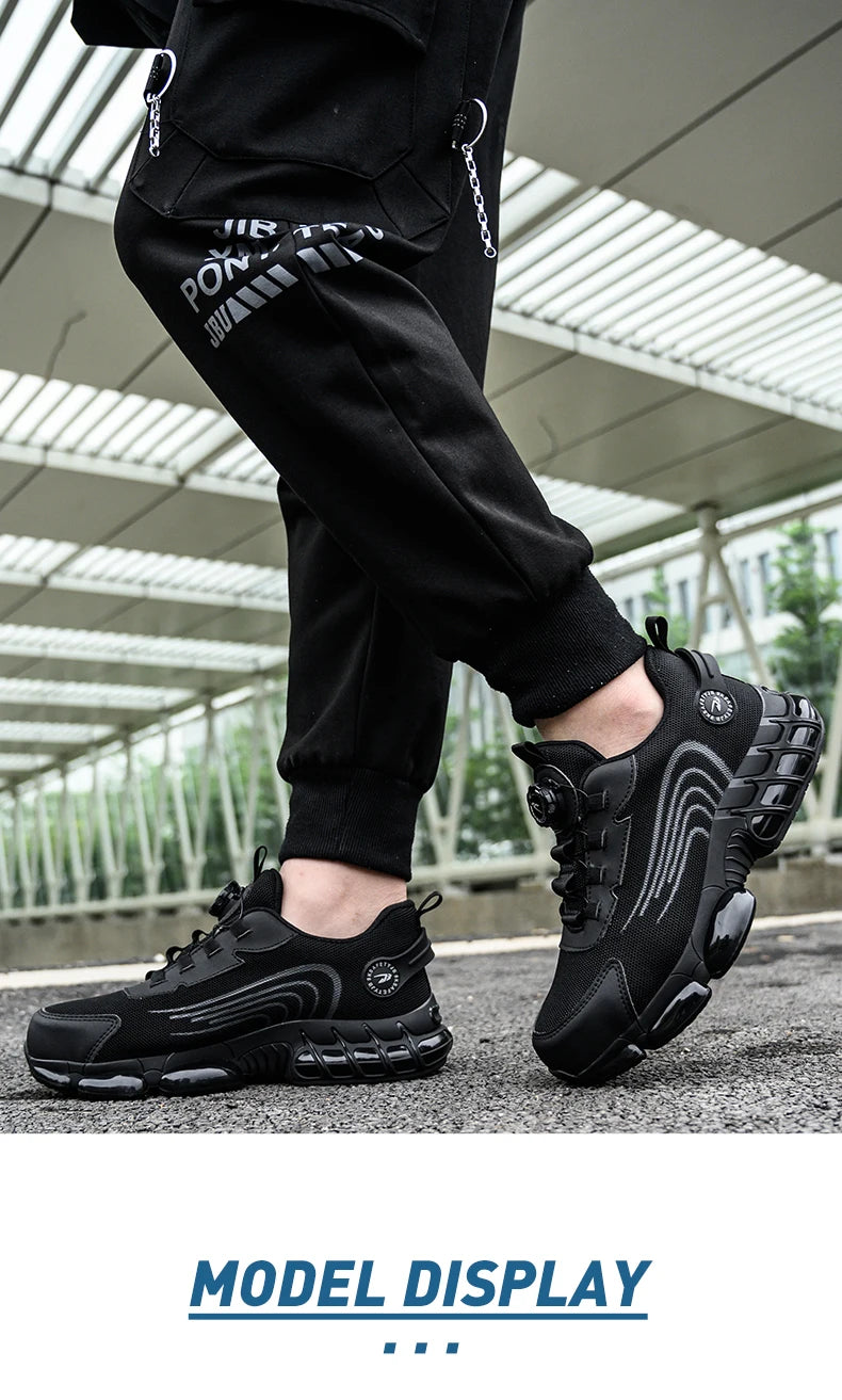 Unisex Rotating Button Safety Shoes Men For Work Sneakers Shoes Puncture-Proof Protective Women Shoes Steel Toe Work Boots
