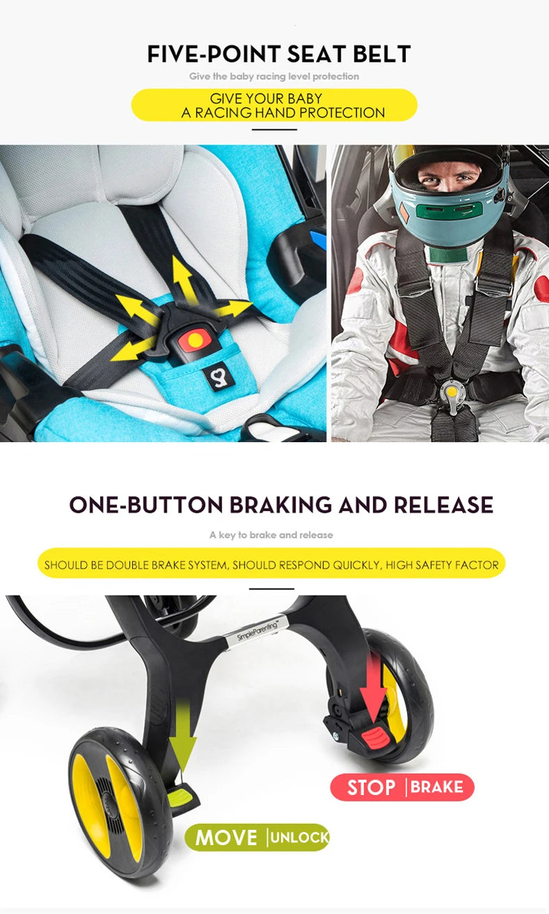 Baby Stroller 3 in 1 With Car Seat Infant Cart High Landscope Folding Baby Carriage Prams For Newborn Travel Stroller 4 in 1