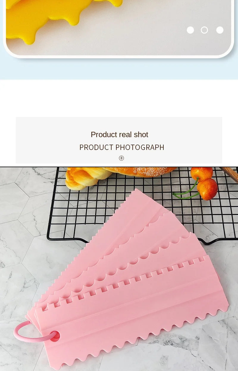 DIY Baking Tools 4pcs/set Cream Scraper PP Cream Smoother Pastry Icing Combs Spatulas Bakery Accessories  Cake Decorating Comb