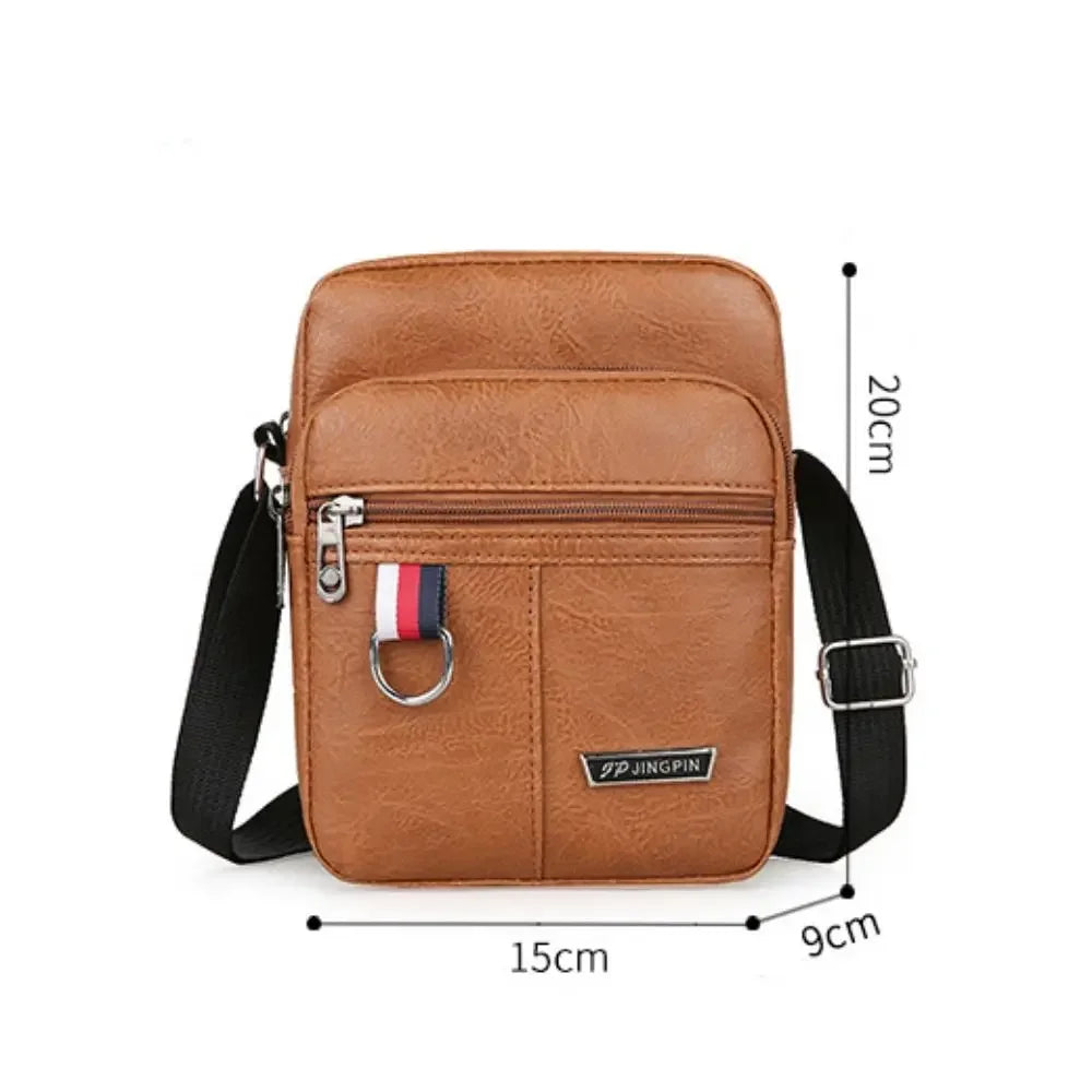 PU Leather Men's Bag Casual New Large Capacity Waterproof Handbag Brown Black Shoulder Messenger Bags Outdoor