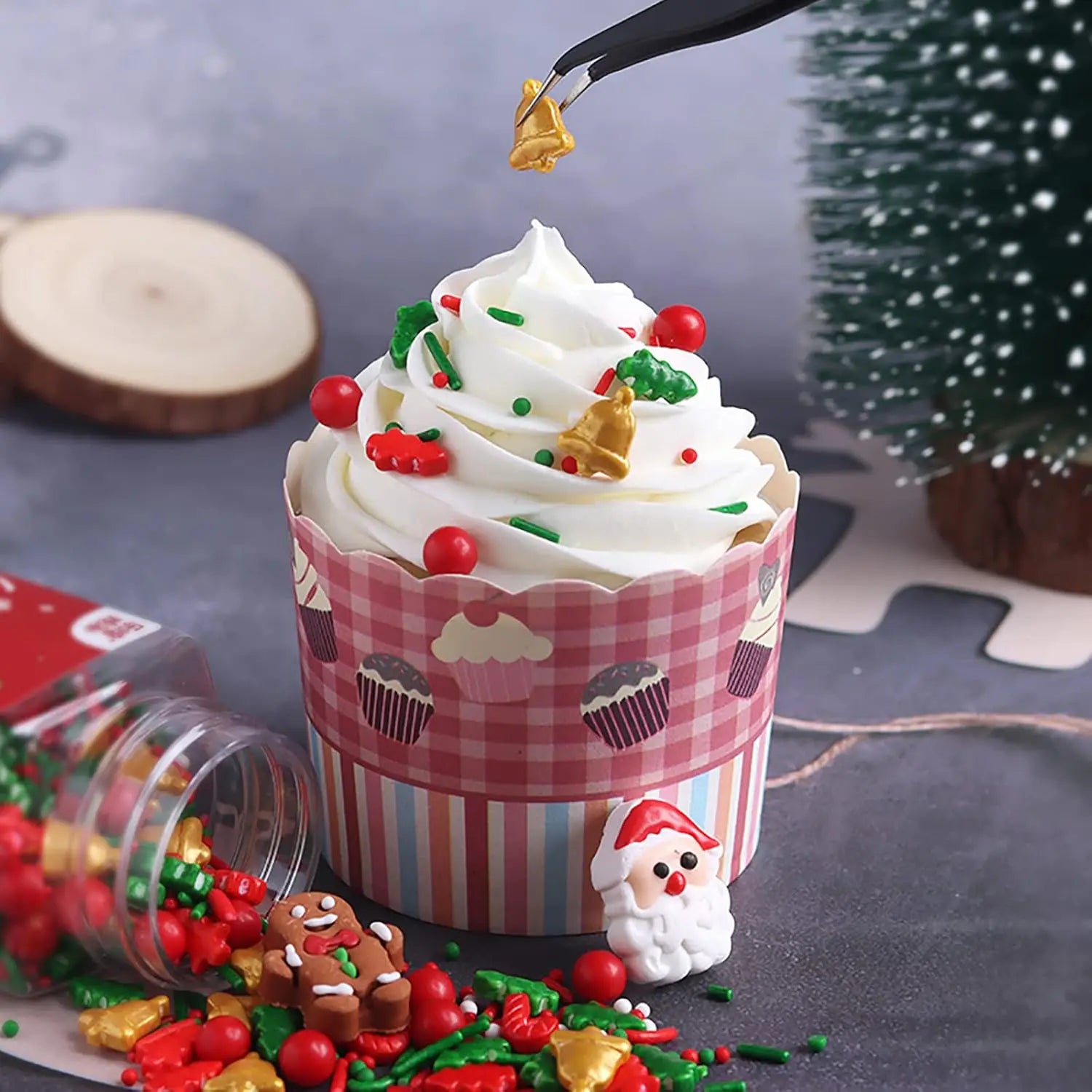 Christmas Sprinkles Mix Christmas Tree Santa Claus Sprinkles Christmas Jimmies Red and Green Sprinkle for  Cookie Baking Decor