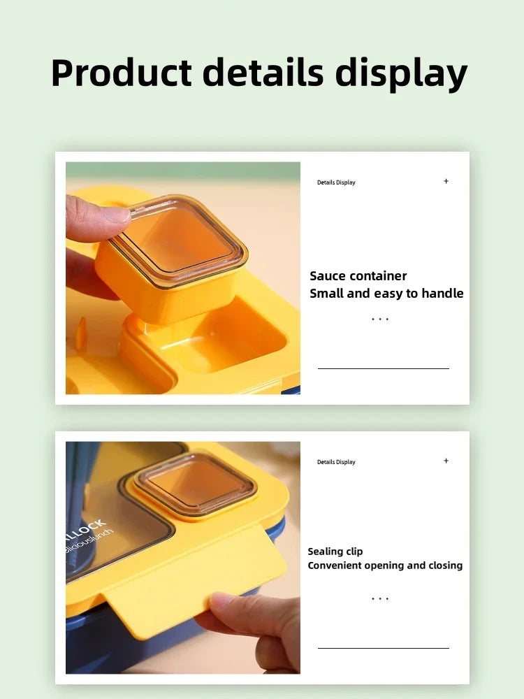 850ml/1100ml Portable Lunch Box Microwave Bento Boxes with Tableware for Kids School Office Leakproof Food Storage Container