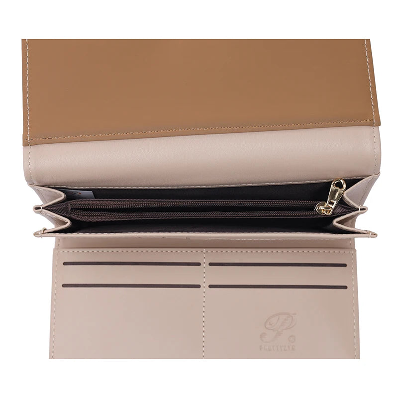 Autumn and winter new wallet women's long South Korea and South Korea small fresh PU leather solid color three fold bag simple s