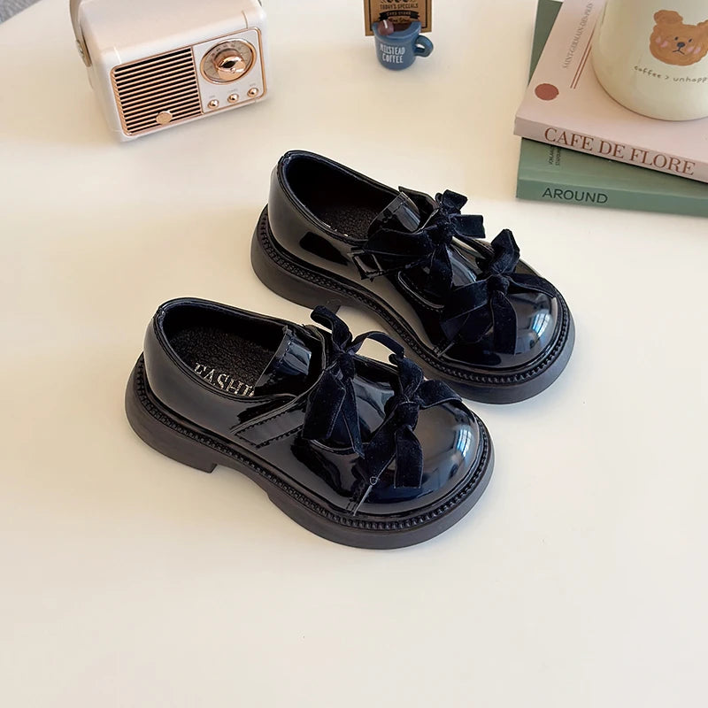 Children Leather Shoes Spring New Princess Shoes for Girls Wine Red Versatile Kids Fashion Wedding Party Mary Jane Shoes Glossy