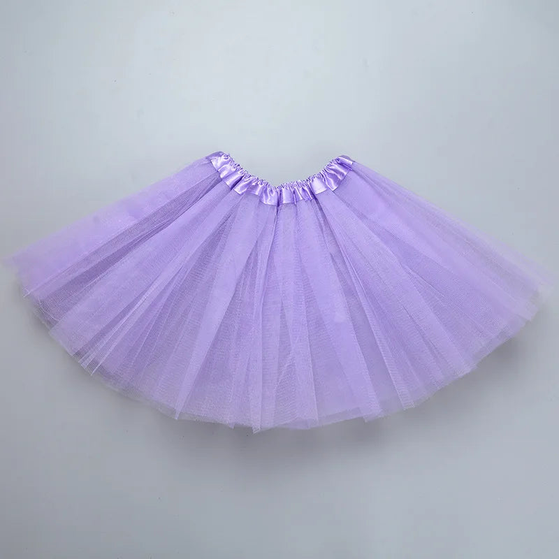 Girl Elastic Ballet Dancewear Tutus Mini Skirt For Birthday Party Dance 3 Layer Tulle Tutu Skirt for Kids Princess 2-8Y Girls