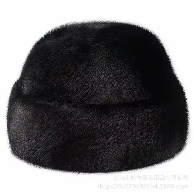 Winter Keep Warm Brown Hats Beret For Men Elegant Fashion Thick Fur Caps Black Bonnet Wool Europe and America Style