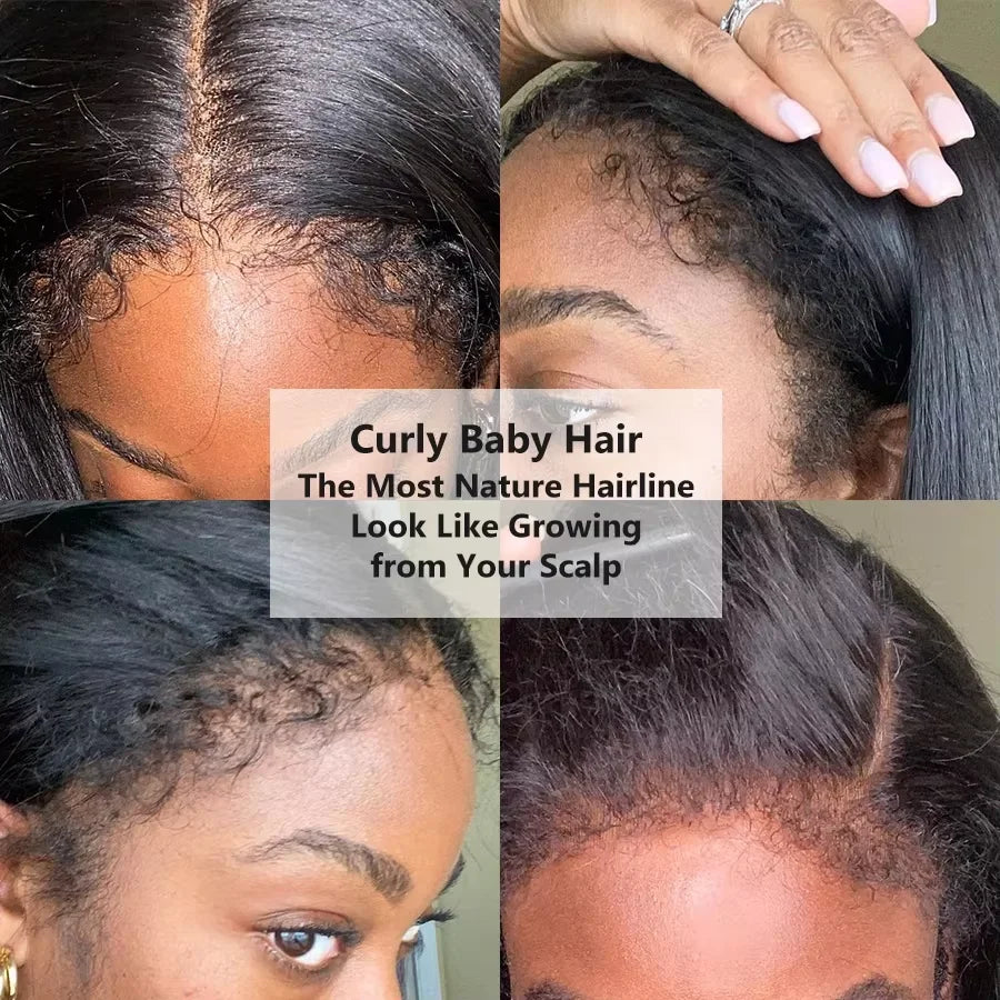 Kinky Straight 250% Short Bob 13x6 HD Lace Front Human Hair Wigs Women Pre Cut 7x5 Glueless Wigs Human Hair 100% Yaki Human Wigs
