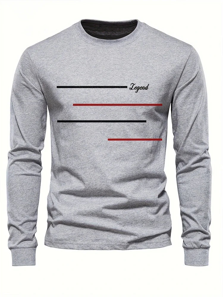 2025 New Spring Men Round Neck Casual Street Style Clothing Loose Fashion Sweatshirt Letter Pattern Creative Long Sleeve T-Shirt