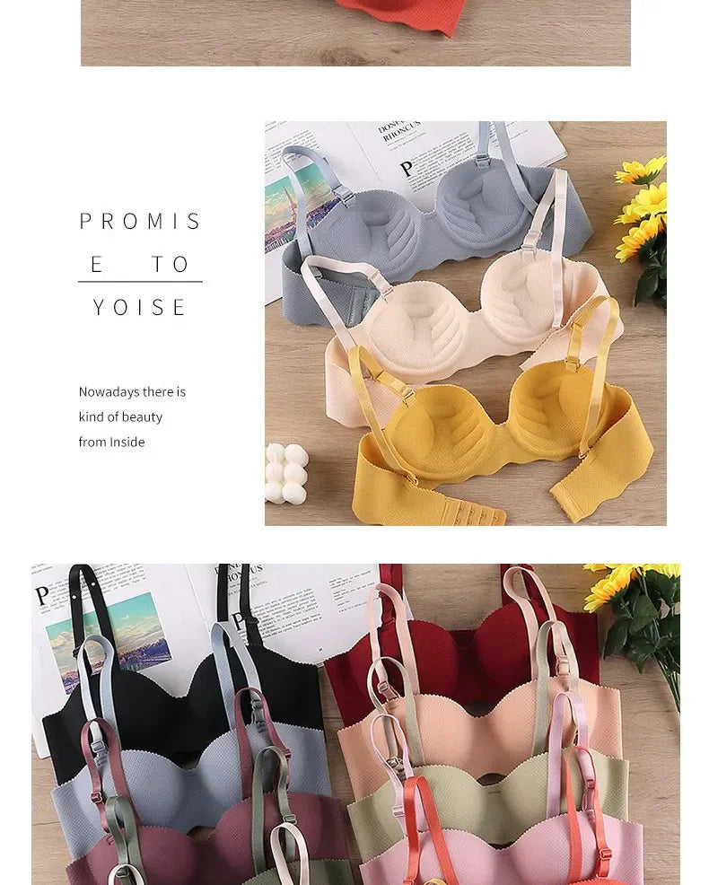 Sexy Bras Push Up Seamless Underwear for Women Solid Color Wireless Lingerie One-pieces Gather Convertible Straps Brassiere