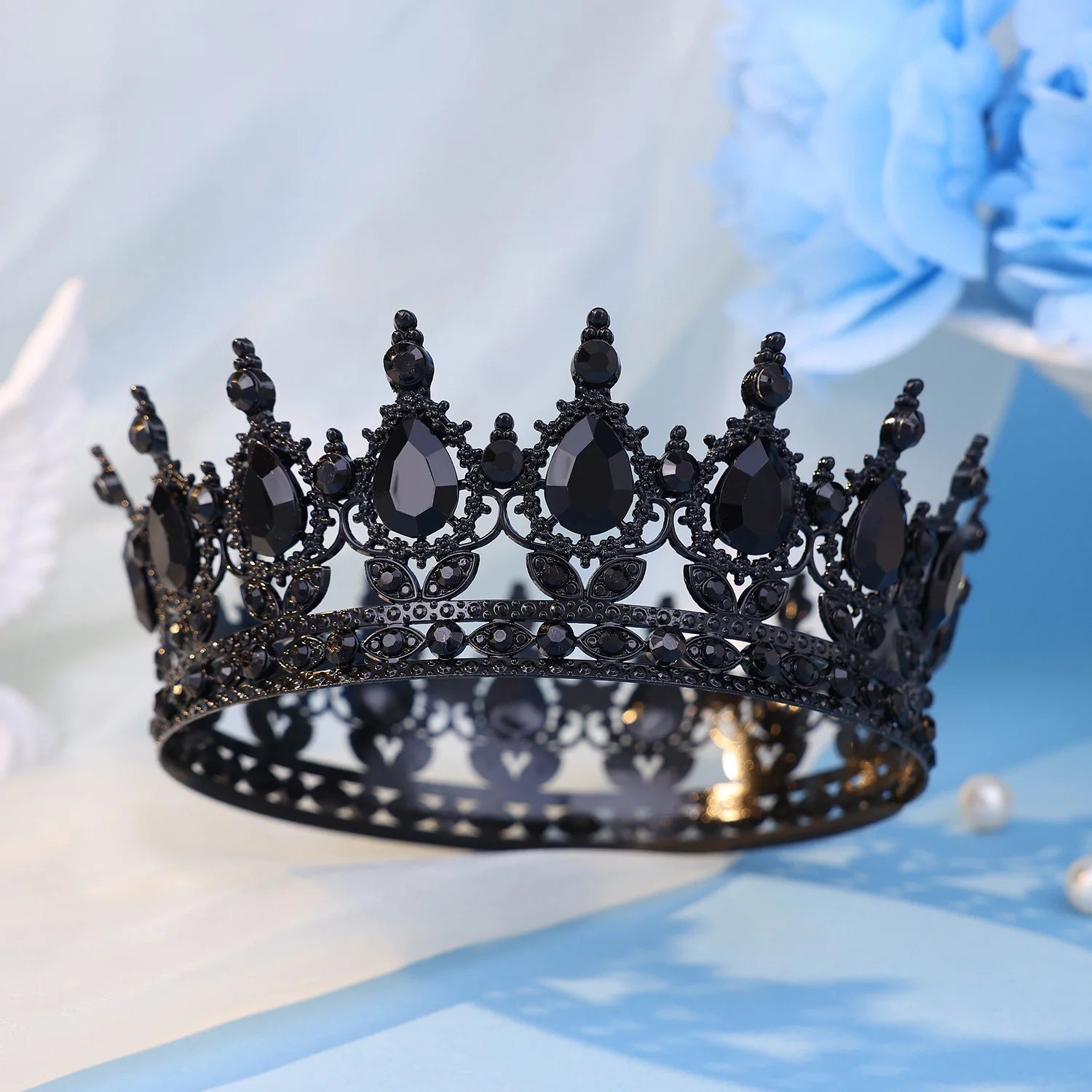 Baroque Round Crystal Tiaras And Crowns Headband Rhinestone Prom Diadem Crown Bridal Wedding Hair Accessories Jewelry Crown Gift