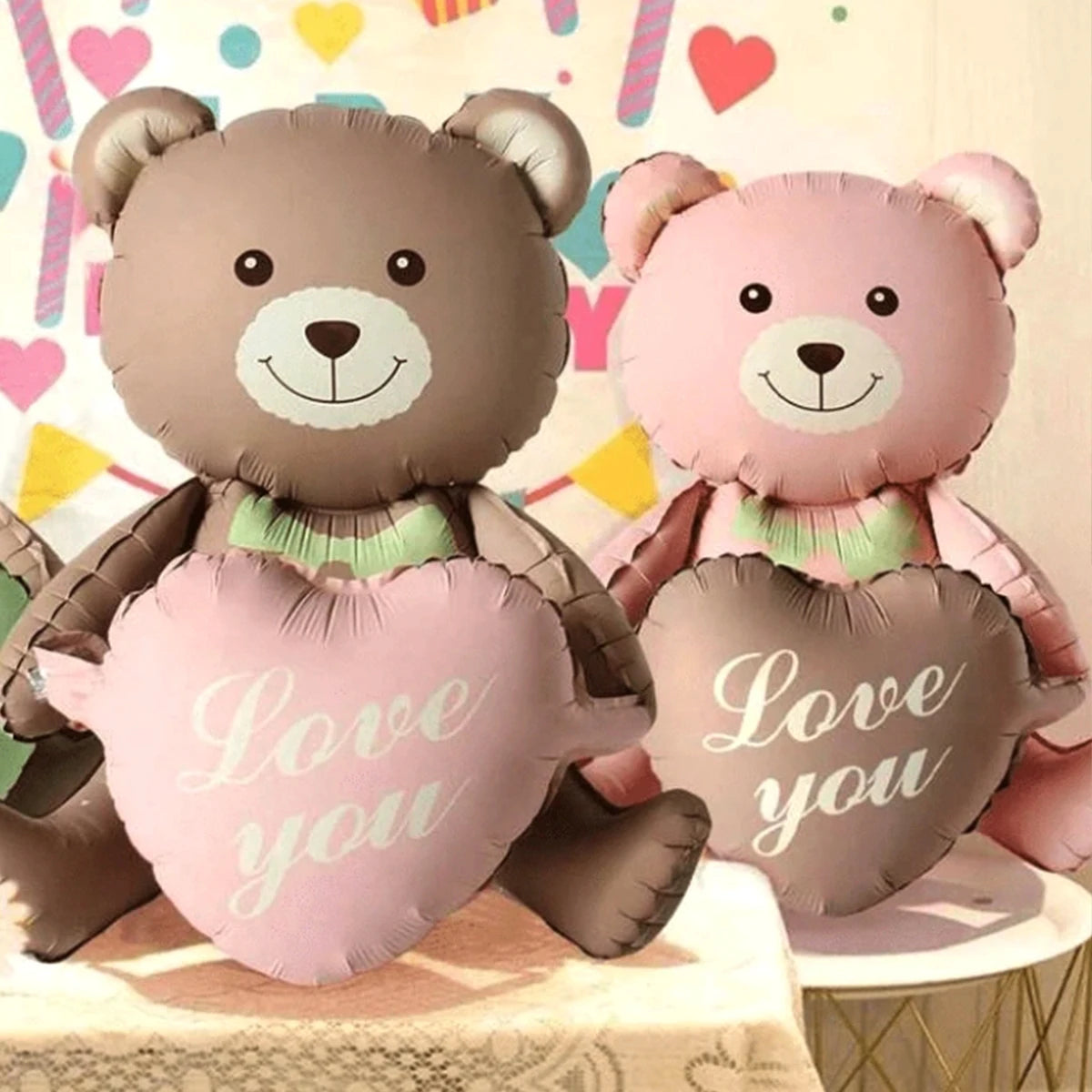 3D Lying Cartoon Matte Heart Bear Aluminum Film Balloon, Suitable for Birthday Party, Valentine's Day Decoration, Baby Shower