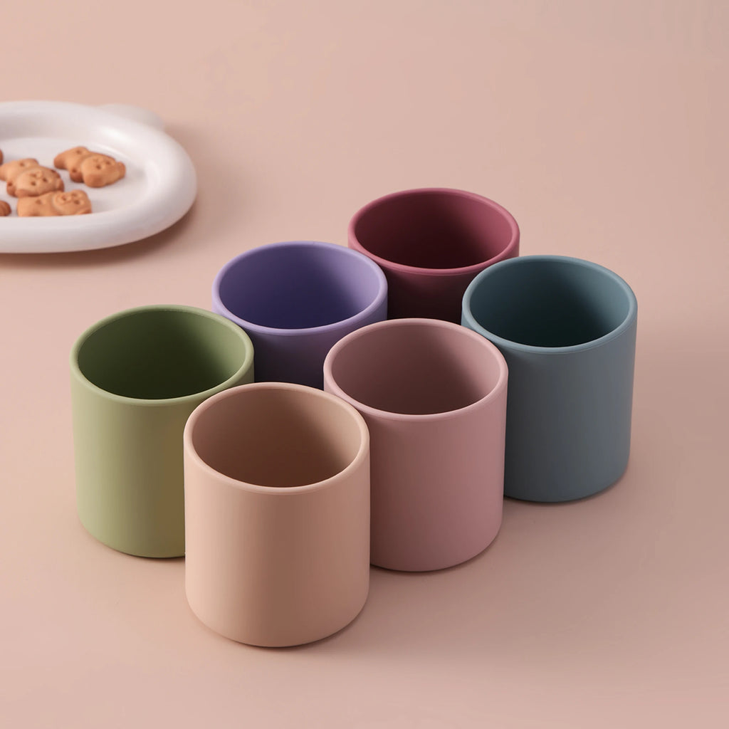 Color Kids 1PCS Food Grade Silicone Baby Training Cup BPA Free Infant Self Feeding Drinking Beginner Open Mouth Design Cup