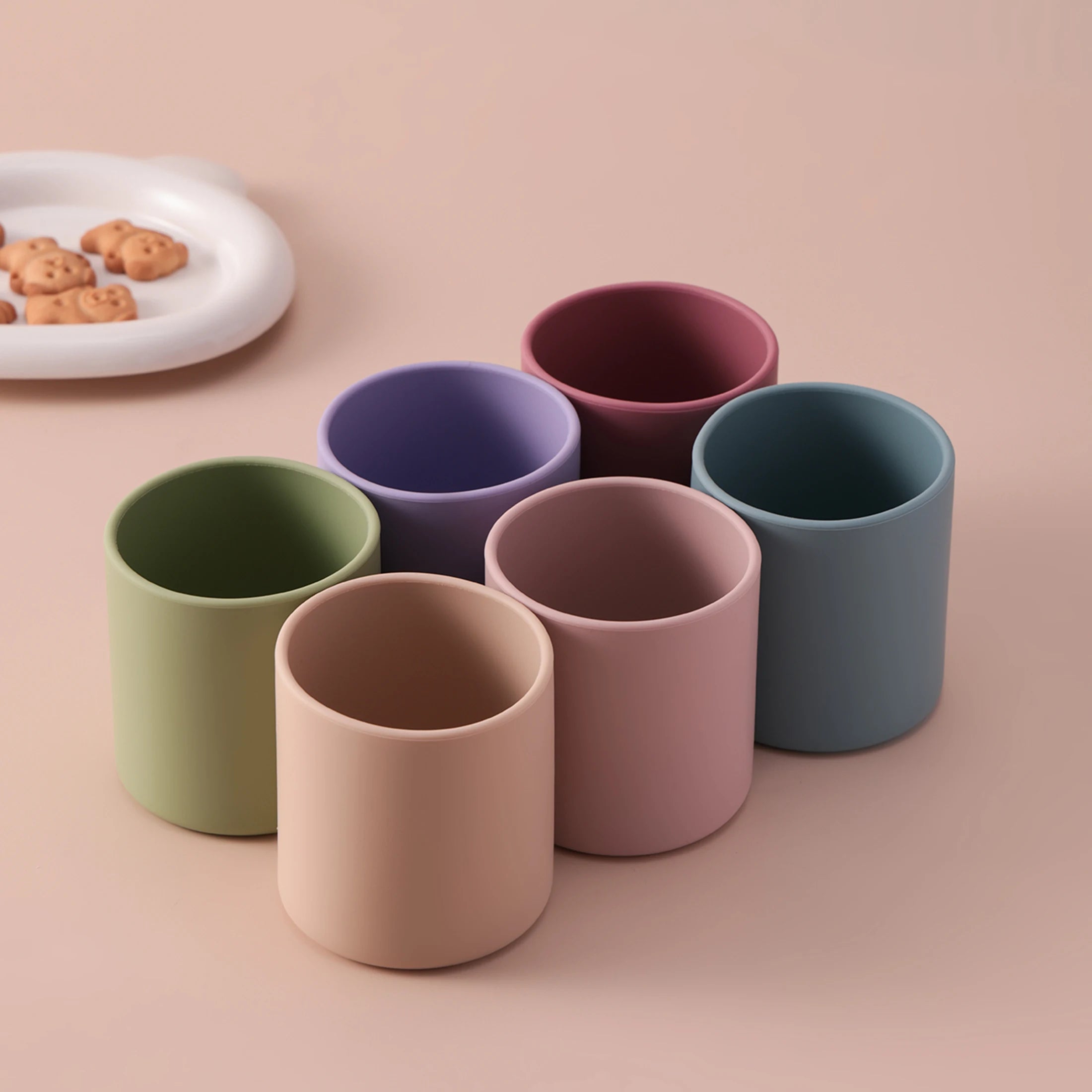 Color Kids 1PCS Food Grade Silicone Baby Training Cup BPA Free Infant Self Feeding Drinking Beginner Open Mouth Design Cup