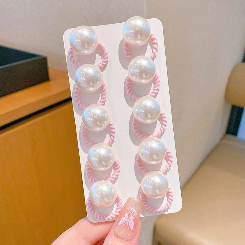 10PCS/Set Shiny Butterfly Baby Girl Hair Ropes Cute Heart Star Elastic Rubber Bands Ponytail Headflower Princess Kids Headwear