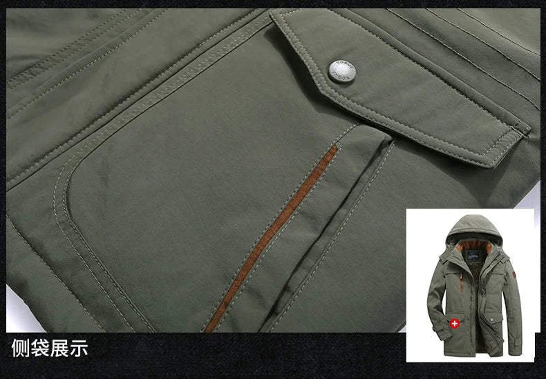 Mens Padded Clothes Velvet Thickened Winter Loose Casual Middle-aged Multi-bag Padded Jackets Cold-resistant Padded Clothes