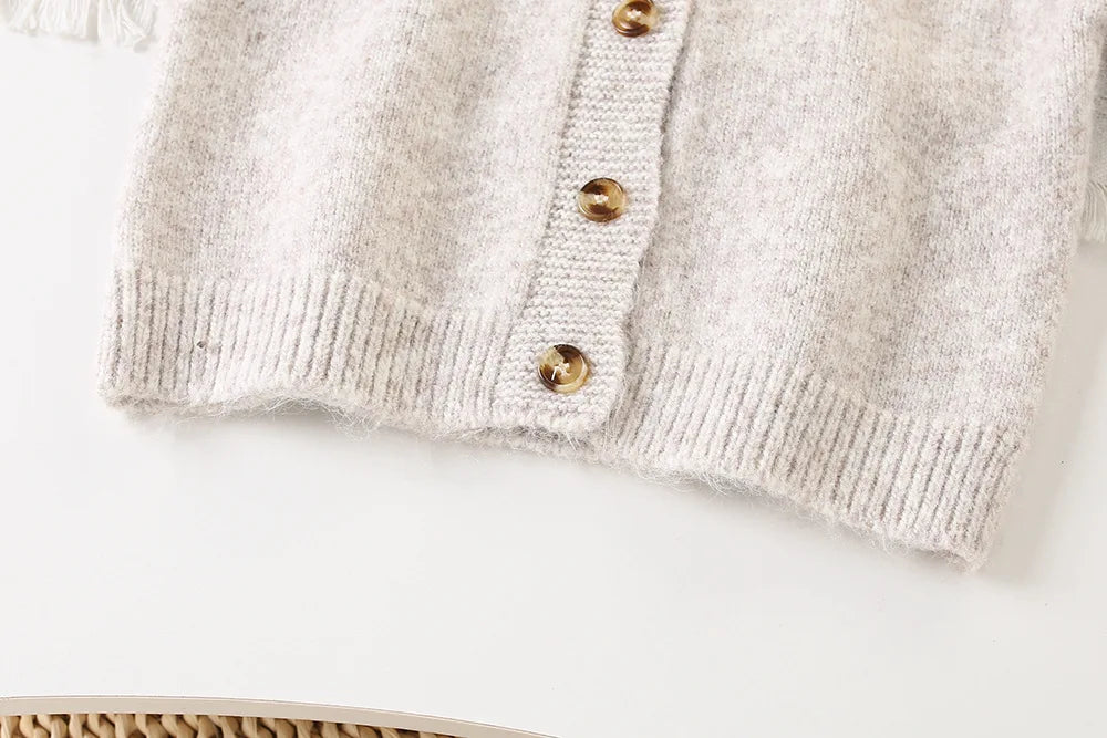 2-7Y Girl's Sweaters Single Breast Kids Knit Cardigans Flower Embroidery Baby Girl Knitwear Spring Autumn Children Outfit