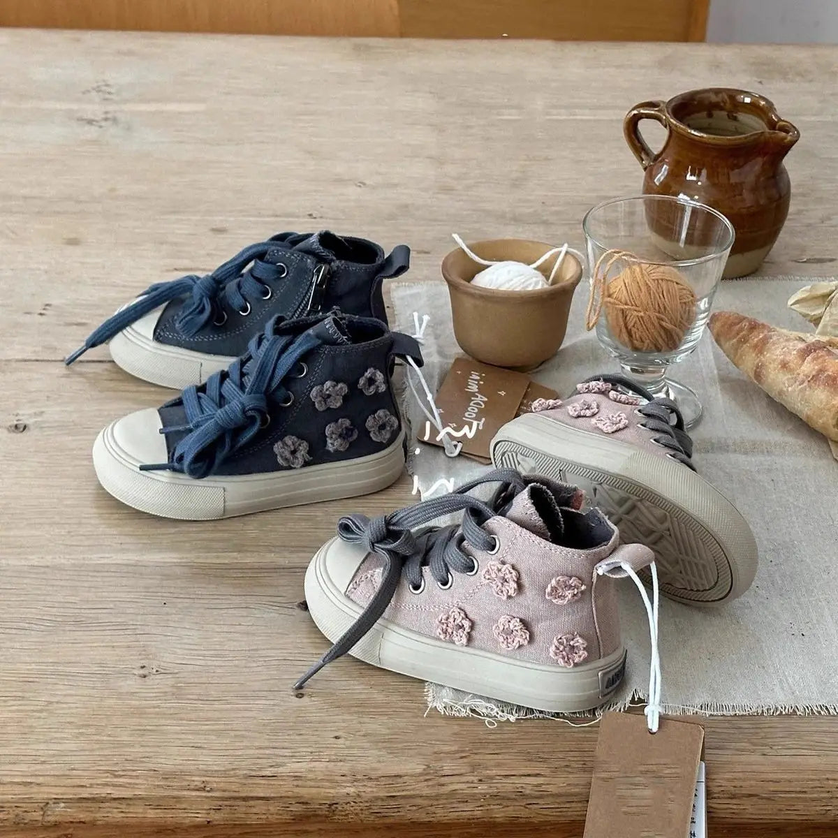 Children High Top Canvas Shoes Baby Soft Casual Shoes Boys Girls Fashion Anti-slip Side Zip Sneakers