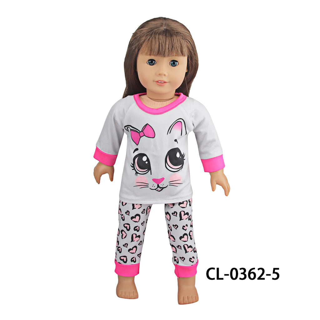 Doll Clothes Pajamas  For 43cm Baby New Born&American 18 Inch Girl Doll Unicorn Shark Cartoon Clothes Suit For Generation Doll