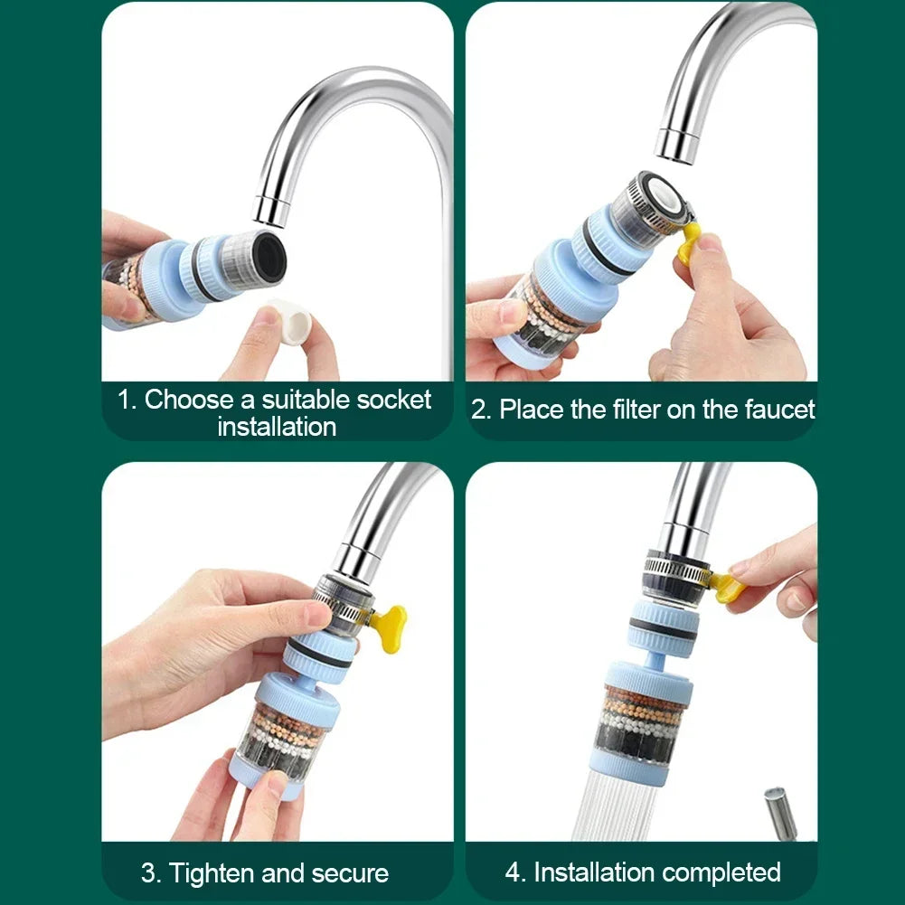 Universal Shower Faucet 6 Layers Faucet Water Filter Tap Purifier Splash-proof Water Saving Bubbler for Bathroom Home Kitchen