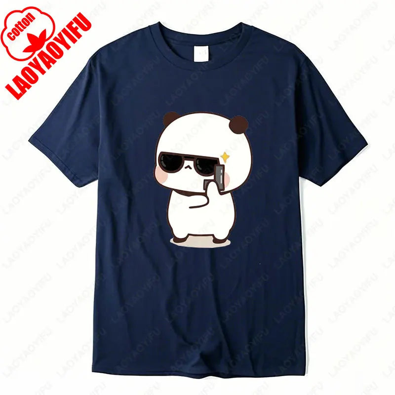 Kawaii Bubu Dudu Couple Shirt Bear Panda Are Spy Love Things Couple Do Tshirt Cute Matching Cotton T-shirt Man Woman Casual Tees