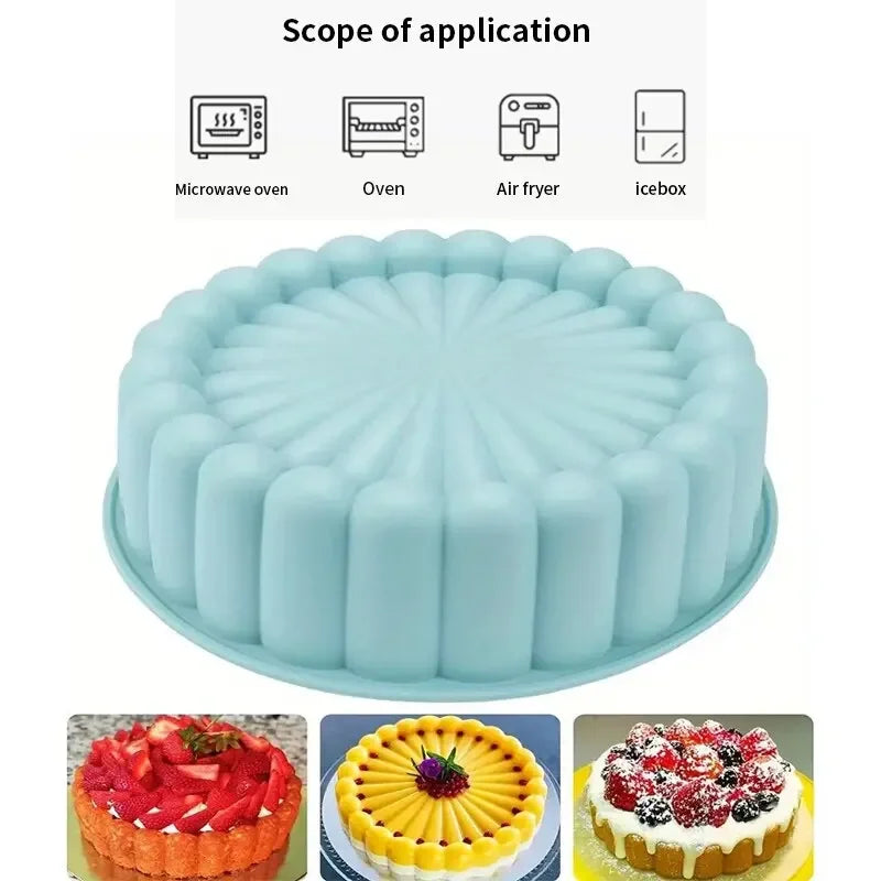 1PC Silicone Cake Pan Multi-Functional Round High Temperature Resistant DIY Baking Mold