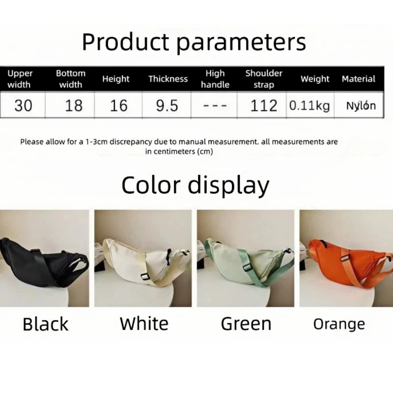 New Simple and Casual Solid Color Nylon Large Capacity Women's Dumpling Bag Shouldercrossbody bag shoulder bag large capaci Bag