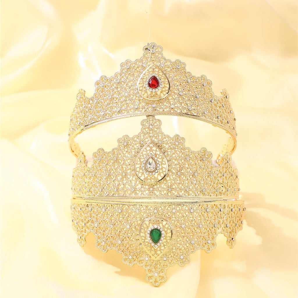 High-Quality Gold-Plated Women's Trendy Tiara Luxurious Vintage Style Middle Eastern Bridal Crown Parties, Banquets  Weddings