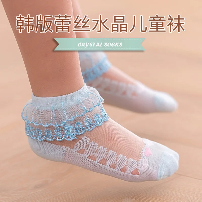 1 Pair Soild Color Thin Lace Mesh Socks for Baby Children Girls Summer Dresses Paired with Princess Socks Baby Clothing
