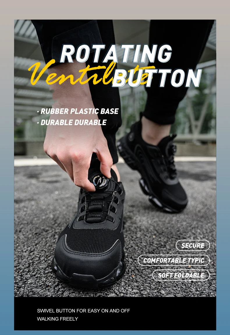 Unisex Rotating Button Safety Shoes Men For Work Sneakers Shoes Puncture-Proof Protective Women Shoes Steel Toe Work Boots