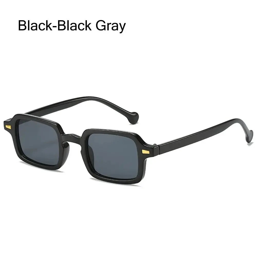 Sun Glasses Casual Men UV400 Protection Rivets Decoration Vintage Women Rectangle Luxurious