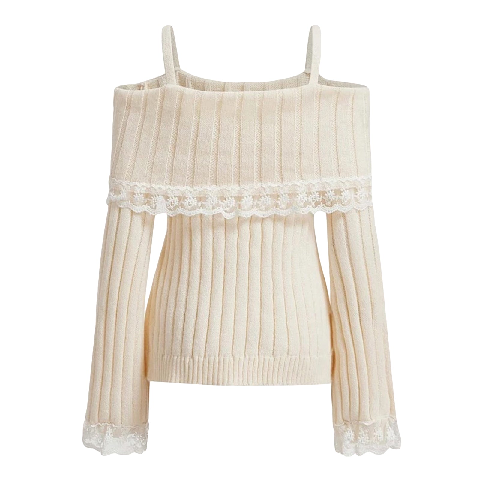 Grunge Women Off Shoulder Knit Sweater Pink Pullover Sweet Pullovers  Long Sleeve Bow Lace Patchwork Jumpers Y2k Streetwear