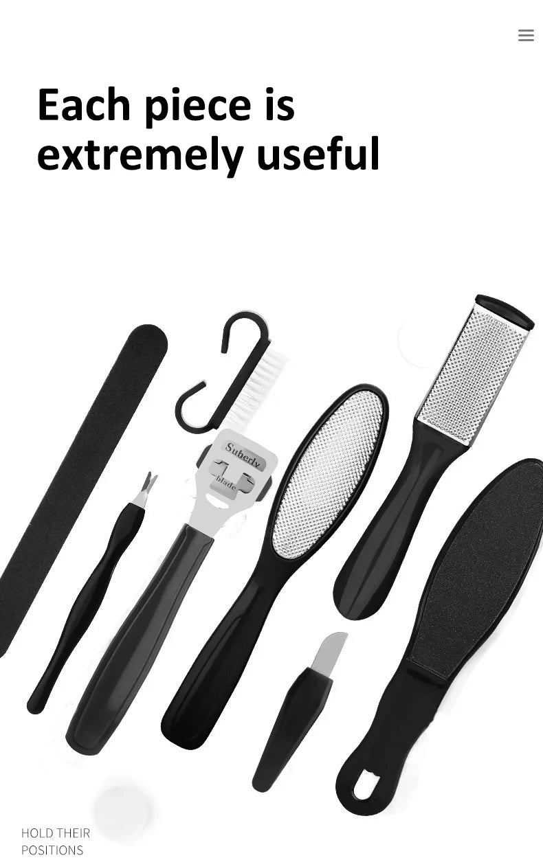 8/10-in-1 Professional Pedicure Kit Stainless Steel Callus Shavers Get Soft Smooth Feet with Stainless Steel Foot Care Tools