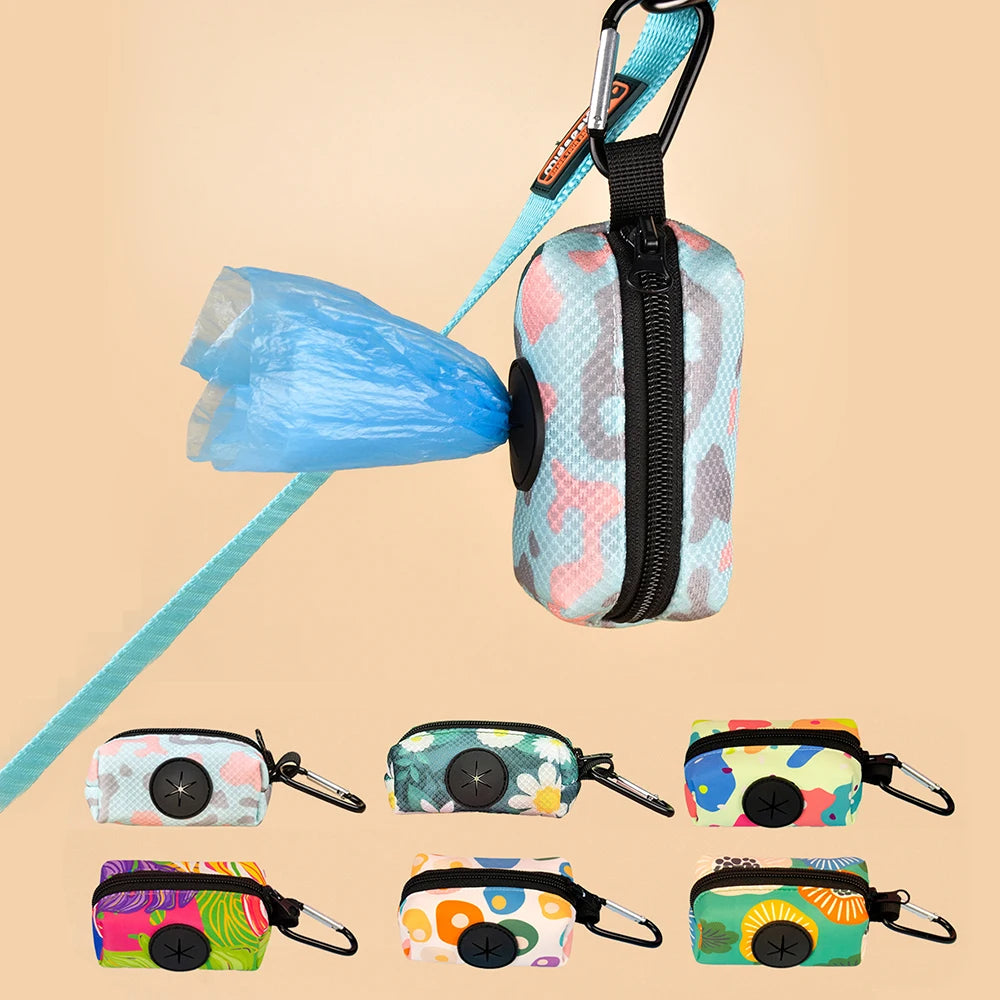 Cute pet poop bags with funny prints, easy to clean when walking your dog (no leash and trash bag)