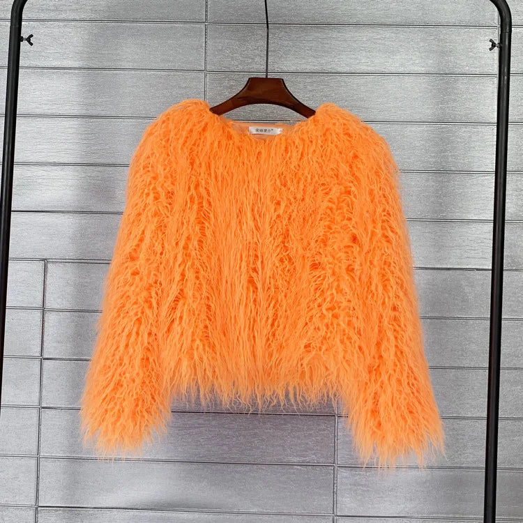 Faux Fur Plush Coat – Soft Shaggy Statement Jacket