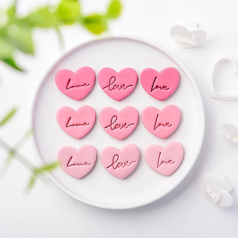 4pcs Valentine's Day Love Letter Cookie Mold Heart Fondant Cake Decorating Tools Wedding Party Handmade Gift Baking Accessories