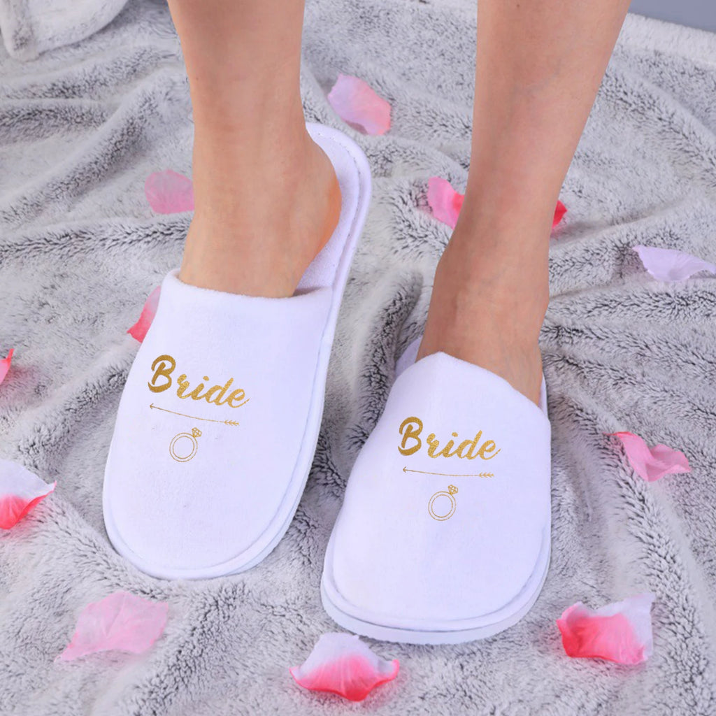 Personalised Wedding Bridal Party Slippers Bride / Bridesmaid Gift rose gold foil gold glitter Open Toes Slipper