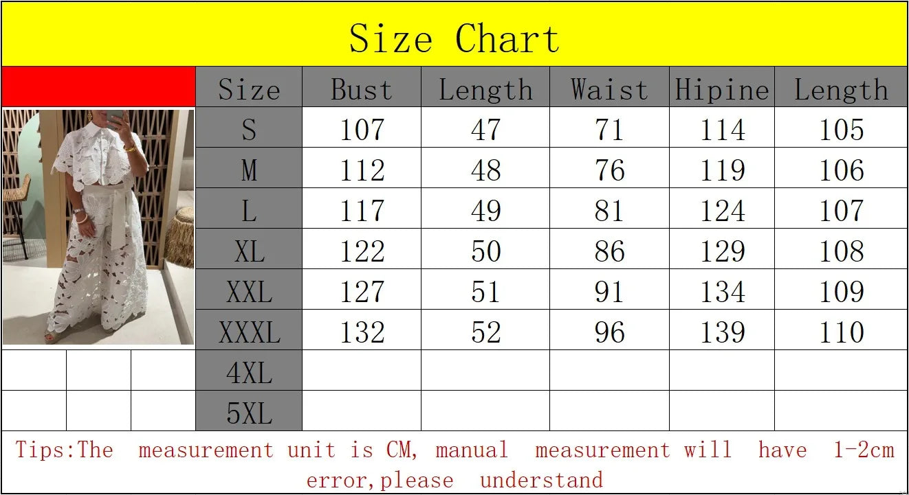 Elegant Women's Sets Sexy Lace Hollow Shirt Short Top + Wide-leg Pants Two Piece Set Women Suits Fashion Solid Color Sets Female