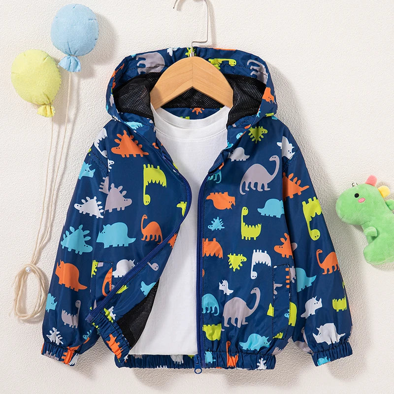 Spring And Autumn New Blue Long Sleeve Baby Boy Jacket, Cartoon Hooded Children'S Clothing (9 Months -4 Years Old)