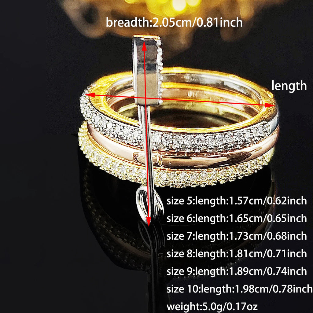 Fashion Pin Connection Three Layers Designer Fashion Ring for Women Valentine's Day Gift Jewelry R7393