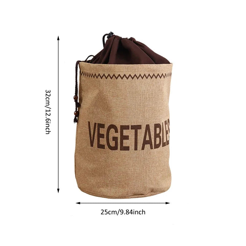 Kitchen Hessian Storage Bag for Garlic,Onions,Potato,Vegetable,Bread,Drawstring Sack,Fabric Burlap Bags Jute Potatoes Organizer