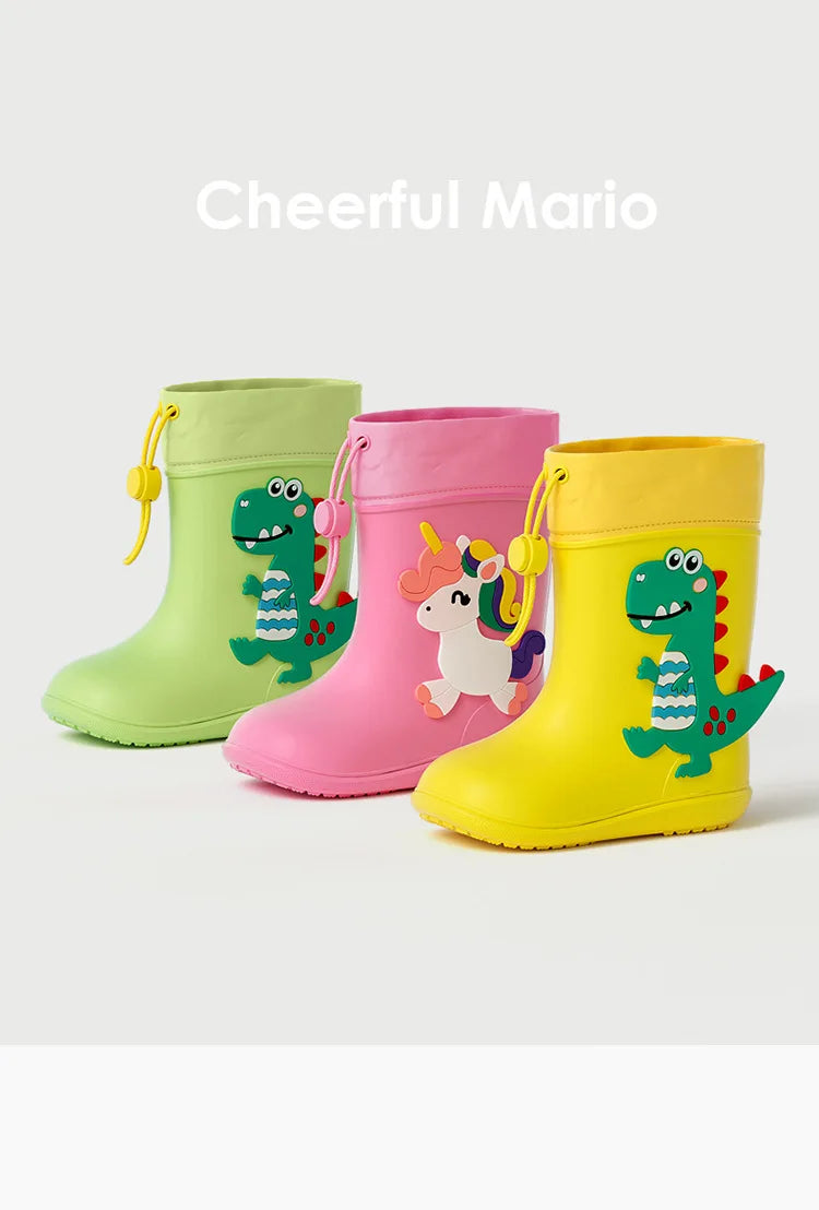 Kids Girl Boy Rain Boots Waterproof Toddler Rainboots Children's Shoes Rubber Boots Kids Baby Cartoon Dinosaur Water Shoes Boots