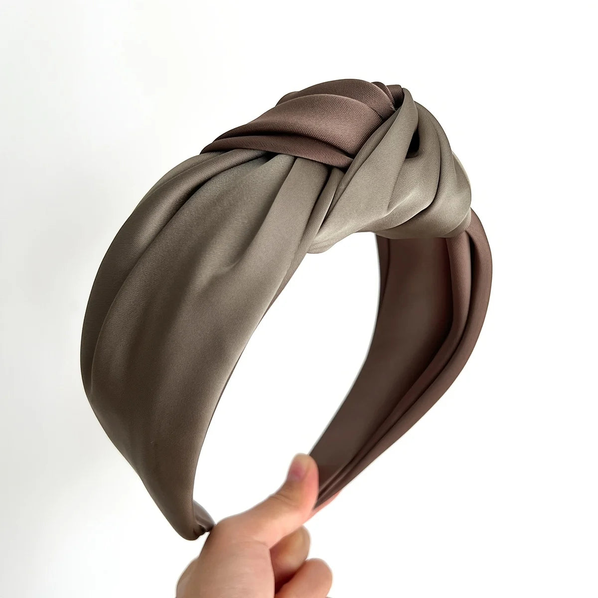 New Women Headband Wide Side Center Knotted Hair Accessories Temperament Satin Patchwork Color Hairband Girls Turban Headbands