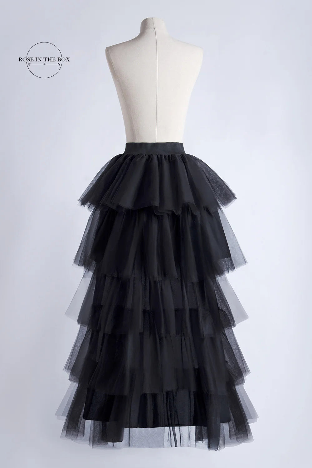 BABYONLINE Women Tiered Tulle High Low Skirts Elastic Waist Petticoat Puffy Long Tulle Skirt Female Maxi Skirt Free Size