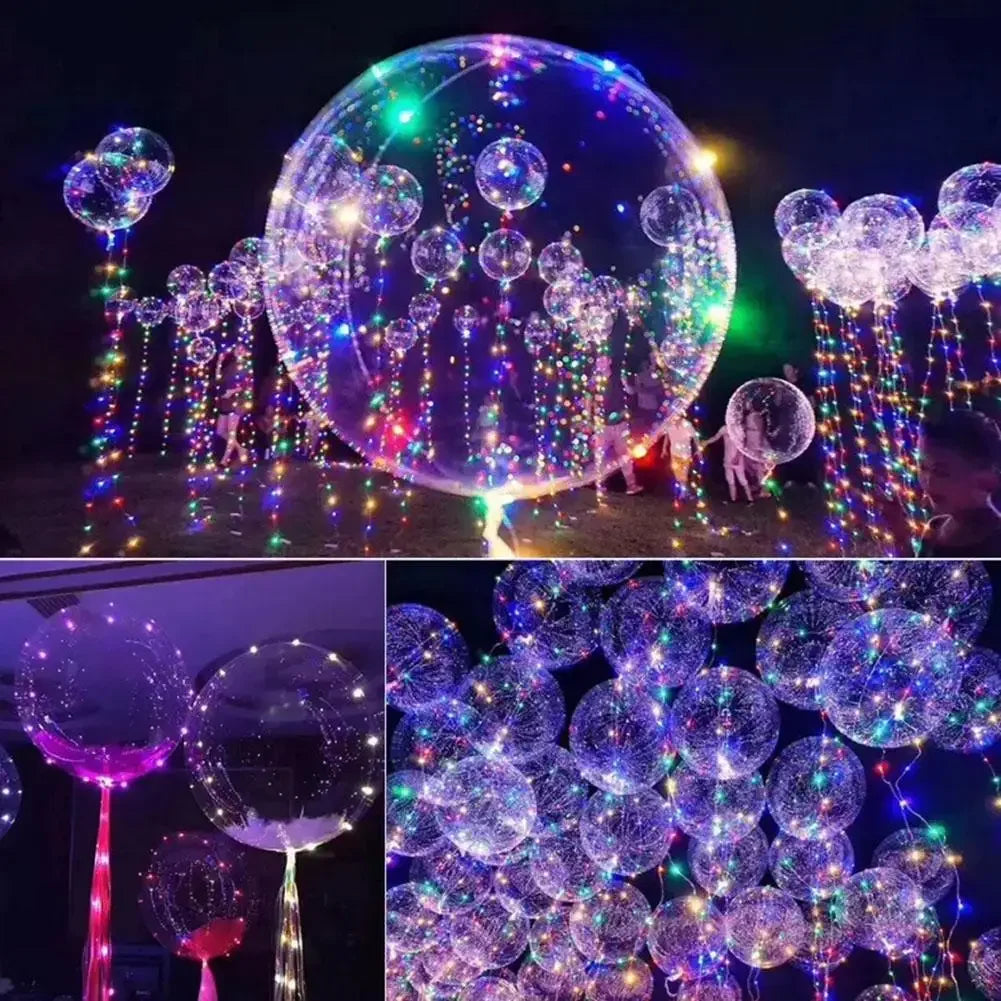 3Pcs LED Light Up Balloons Glow In The Dark Transparent Led Balloons for Weddings Birthdays Valentine's Day Party Festival Decor