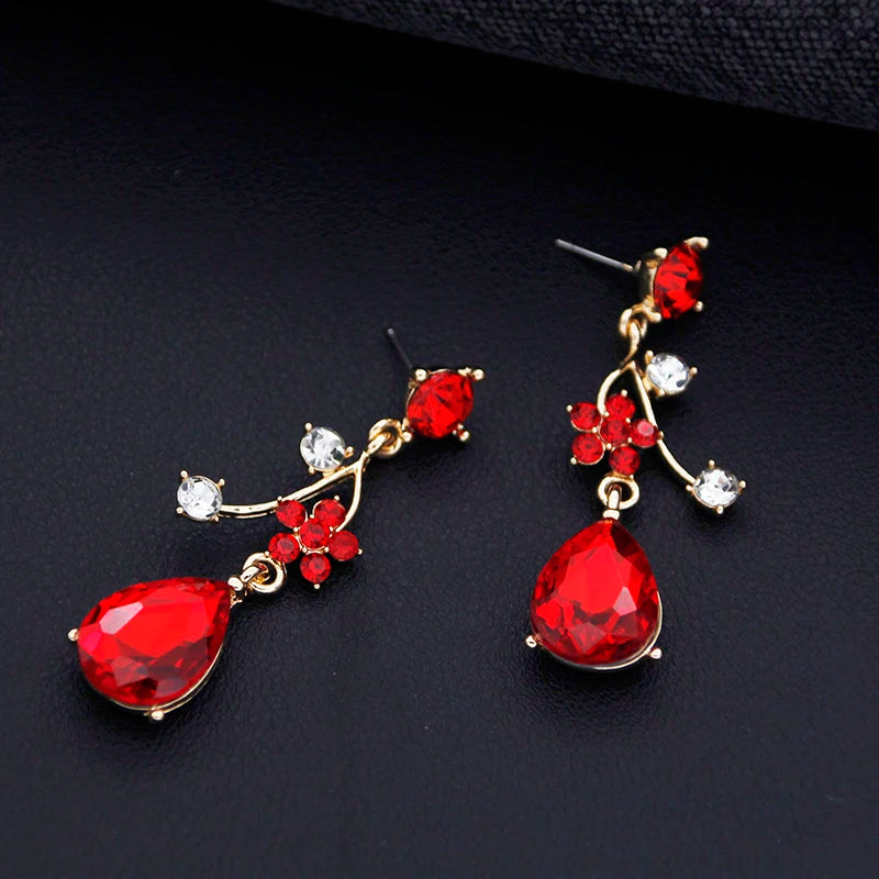 Purple Tiara Flower Bridal Jewelry Sets for Women 3Pcs Tiaras and Necklace Earrings set Wedding Crown Brides Costume Accessories