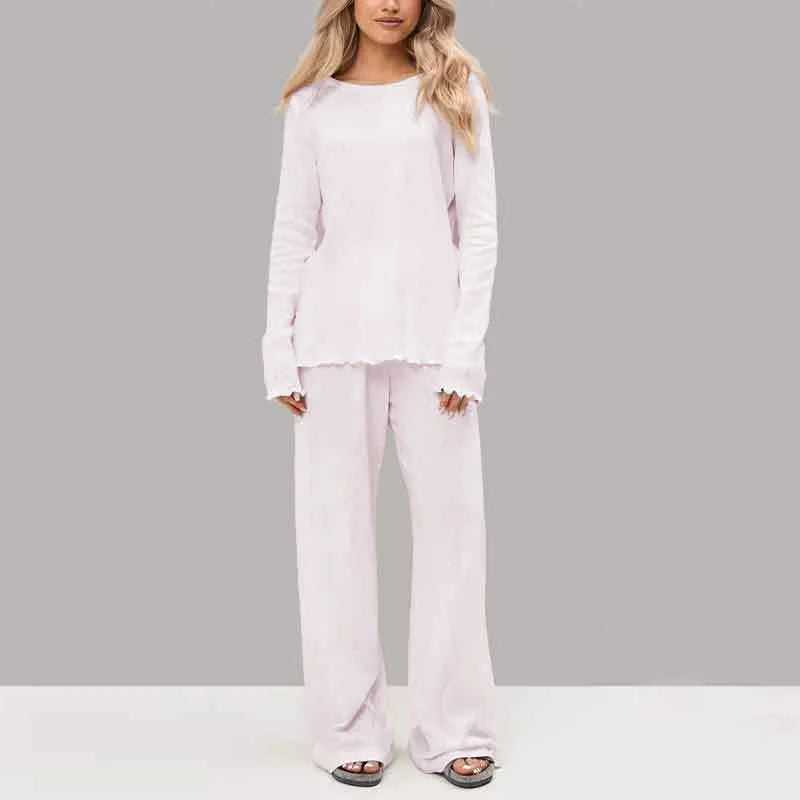 Stylish Long Sleeve Pajamas Sets for Women 2 Piece Soft Cotton Casual Homewear Comfortable Lady's Loungewear Spring Thin Design