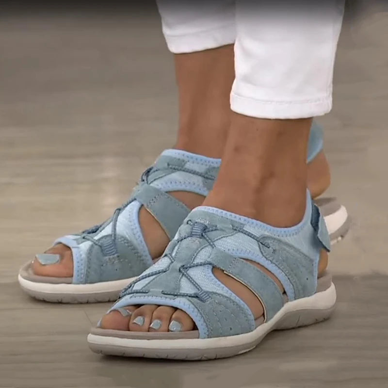Summer Women Sandals Solid Color Hollow Out Casual Lady Sandalias Drawstring Adjustable Fashion Outdoor Beach Shoes Streetwear
